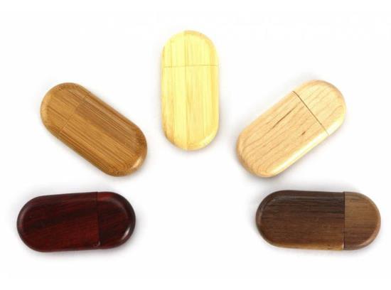 Oval Şekilli Kapaklı Ahşap USB Bellek