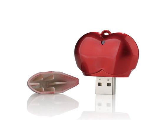 Plastik Kalp Şeklinde Kapaklı USB Bellek